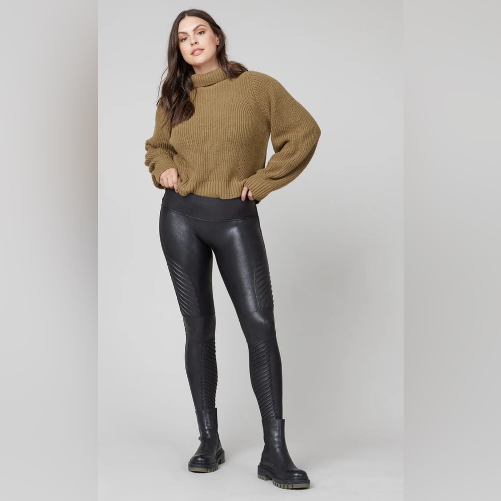 Spanx 2X Petite moto faux leather leggings